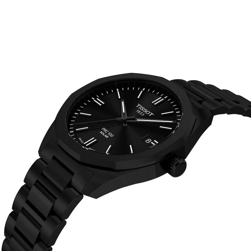 Main Image 5 of Tissot PRC100 39mm Solar Black PVD Bracelet Watch