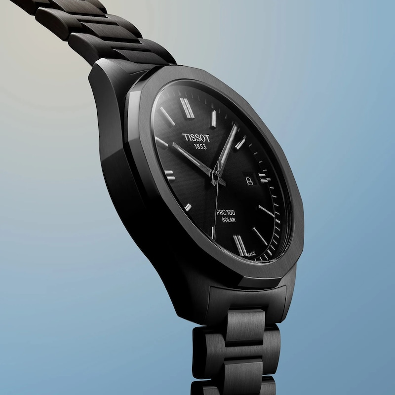 Main Image 7 of Tissot PRC100 39mm Solar Black PVD Bracelet Watch