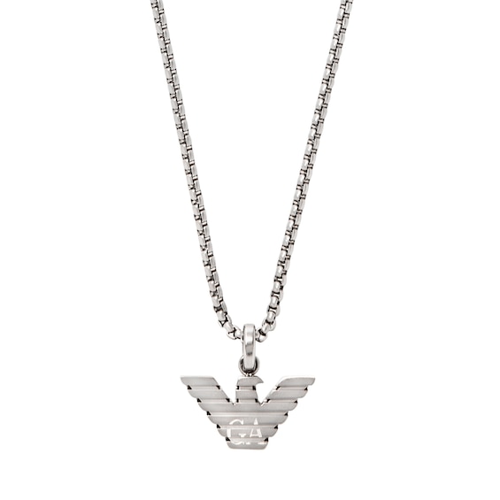Men's Emporio Armani Stainless Steel Logo Pendant Necklace
