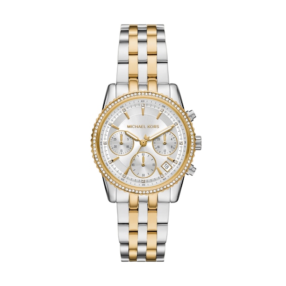 Women's Michael Kors Bryant 35Mm Chronograph Two Tone Bracelet Watch