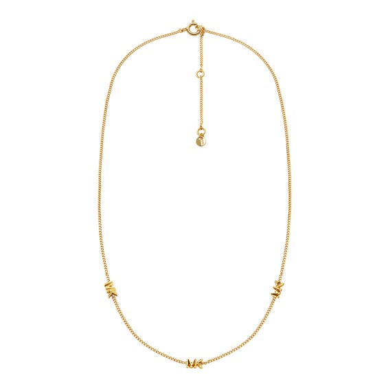 Michael Kors Premium 14ct Gold Plated 17 MK Station Necklace