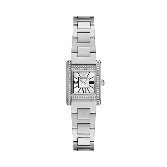 Emporio Armani Ladies Rectangle Crystal Stainless Steel Brac
