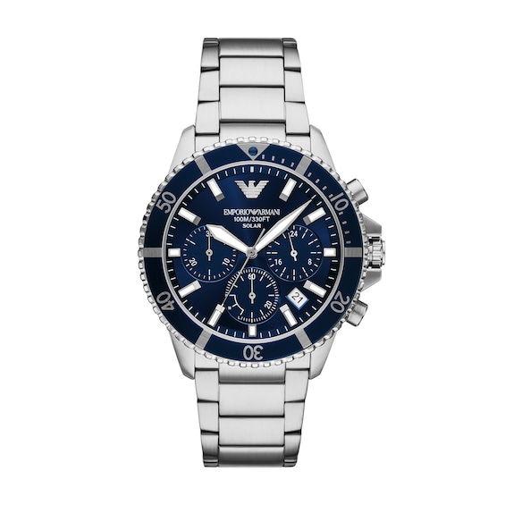 Women's Emporio Armani World Explorer Solar-Powered Chronograph Stainless Steel Watch