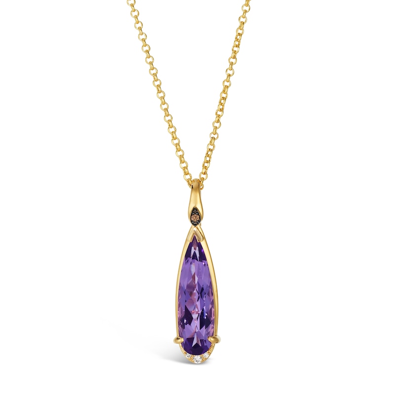 Main Image 1 of Le Vian 14ct Yellow Gold 19" Amethyst & Diamond Pear Shaped Pendant Necklace