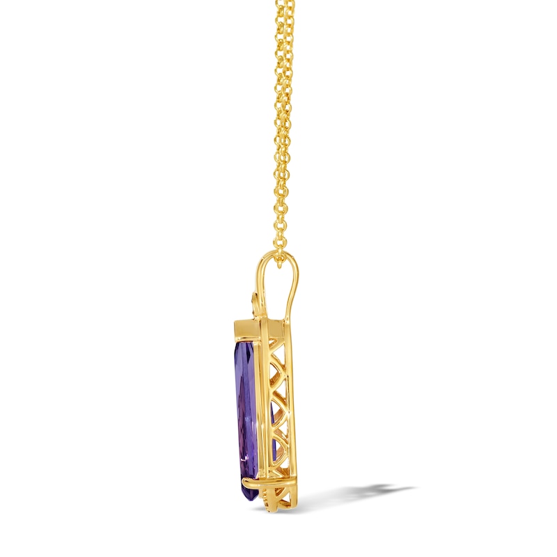 Main Image 2 of Le Vian 14ct Yellow Gold 19" Amethyst & Diamond Pear Shaped Pendant Necklace
