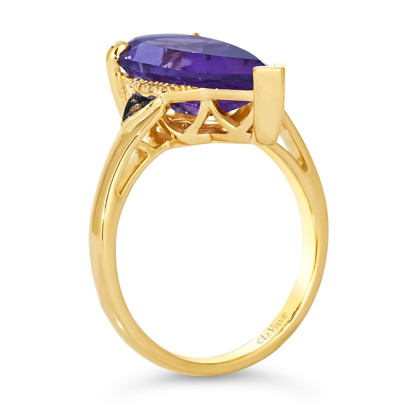 Main Image 2 of Le Vian 14ct Yellow Gold Diamond & Amethyst Pear Shaped Large Ring