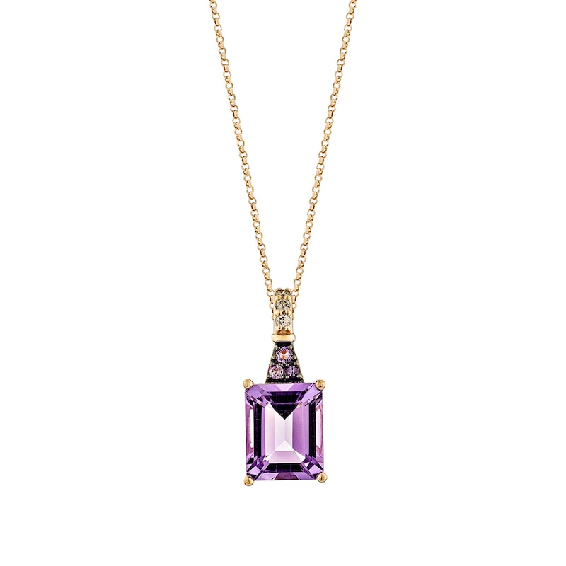 Main Image 1 of Le Vian 14ct Rose Gold 19" Amethyst & Diamond Pendant Necklace