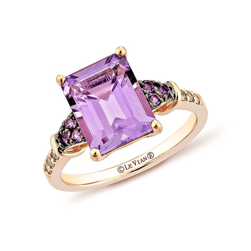 Main Image 1 of Le Vian 14ct Rose Gold Diamond & Amethyst Octagon Ring
