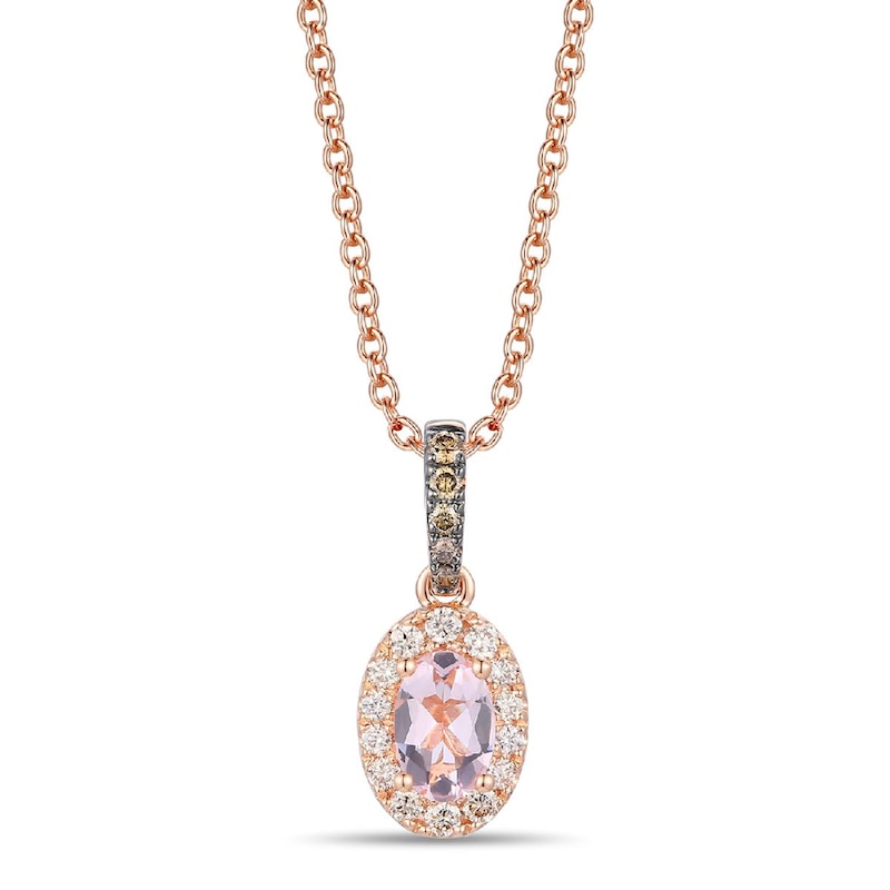 Main Image 1 of Le Vian 14ct Rose Gold 0.15ct Diamond & Morganite Oval Shaped Pendant