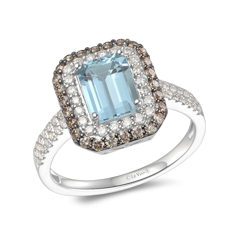Main Image 1 of Le Vian 14ct White Gold 0.80ct Diamond & Aquamarine Halo Ring
