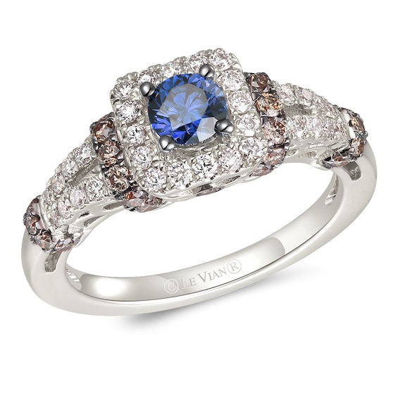 Le Vian 14ct White Gold 0.60ct Diamond and Sapphire Halo Ring
