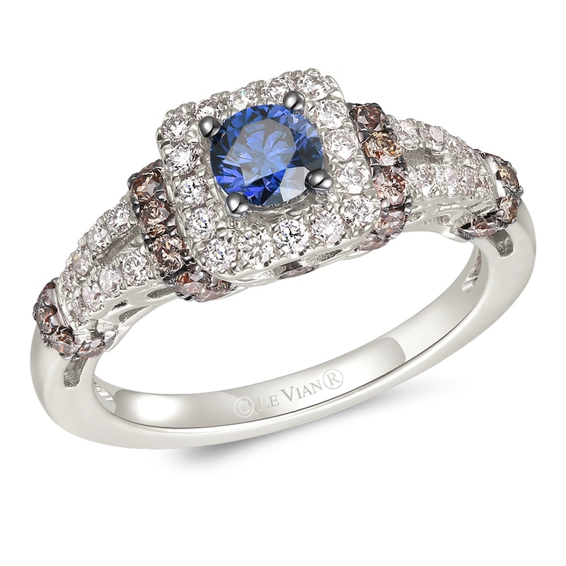 Main Image 1 of Le Vian 14ct White Gold 0.60ct Diamond & Sapphire Halo Ring