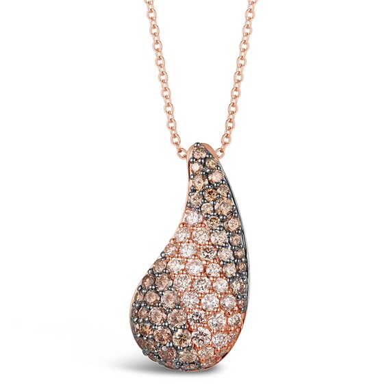 Le Vian 14ct Rose Gold 19 1.12ct Diamond Drop Pendant Neckla
