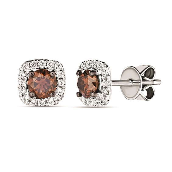 Le Vian 14ct White Gold 0.60ct Brown Diamond Halo Stud Earri
