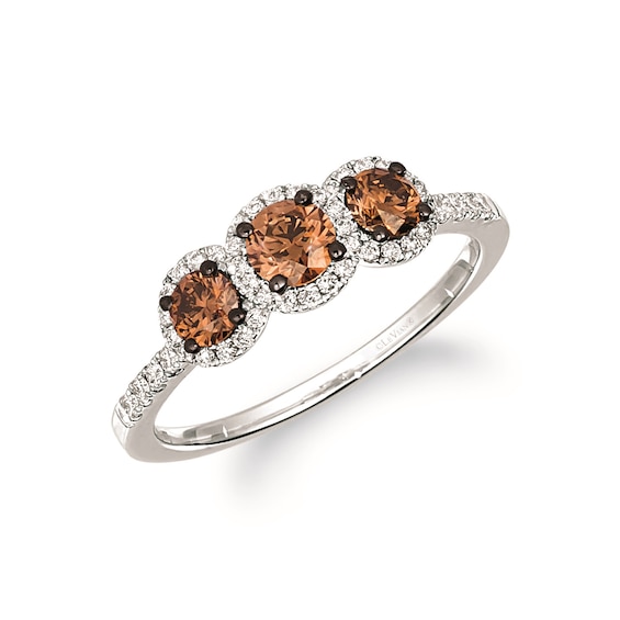 Le Vian 14ct White Gold Brown and Nude 0.80ct Diamond Trilogy Ring