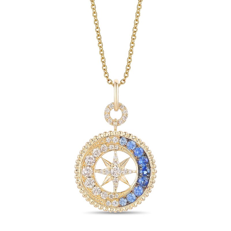 Main Image 1 of Le Vian 14ct Yellow Gold 19" 0.50ct Diamond & Blue Sapphire Pendant