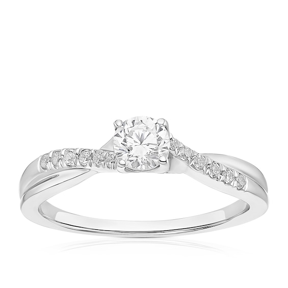 Engagement Ring Platinum Twisted Shoulder Solitaire 0.50ct D