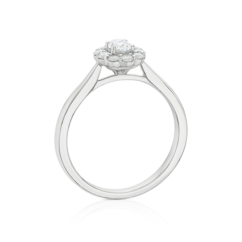 Main Image 3 of 18ct White Gold 0.50ct Diamond Scallop Edge Oval Halo Ring