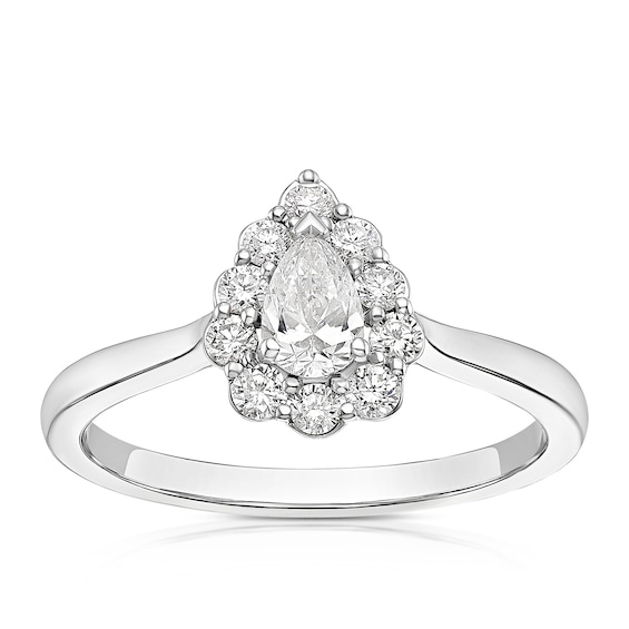 18ct White Gold 0.50ct Diamond Pear Shaped Halo Ring