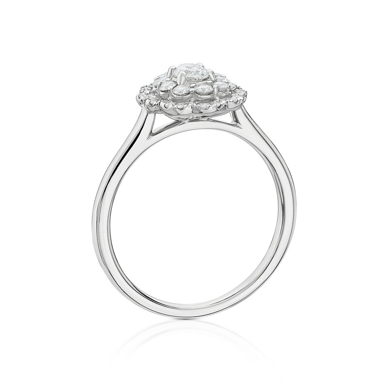 Main Image 3 of 18ct White Gold 0.50ct Diamond Scallop Shaped Double Halo Ring