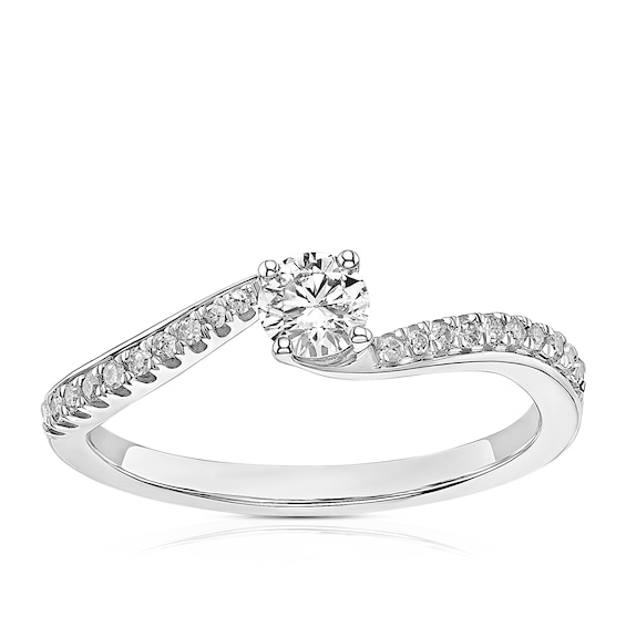 Engagement Ring 9ct White Gold Twisted Solitaire 0.33ct Diamond Ring