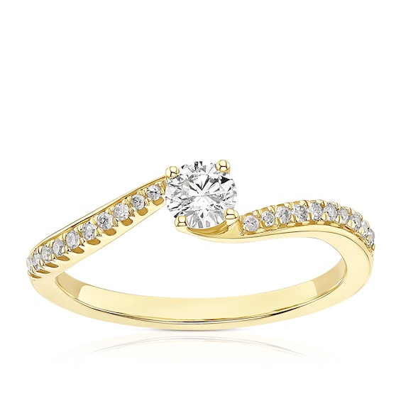 Engagement Ring 9ct Yellow Gold Twisted Solitaire 0.33ct Dia