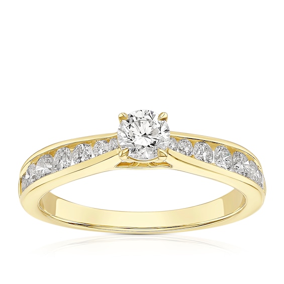 18ct Yellow Gold 0.75ct Diamond Channel Set Solitaire Ring