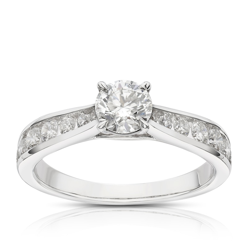 Main Image 1 of Engagement Ring 18ct White Gold Channel Set Solitaire 1ct Diamond Ring