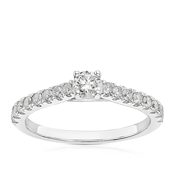 Engagement Ring 14ct White Gold Solitaire 0.50ct Diamond Ring