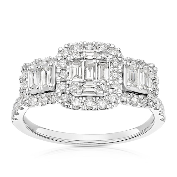 Engagement Ring 9ct White Gold Trilogy 0.75ct Diamond Ring