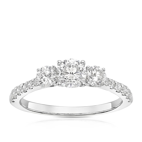18ct White Gold 1ct Diamond Trilogy Ring