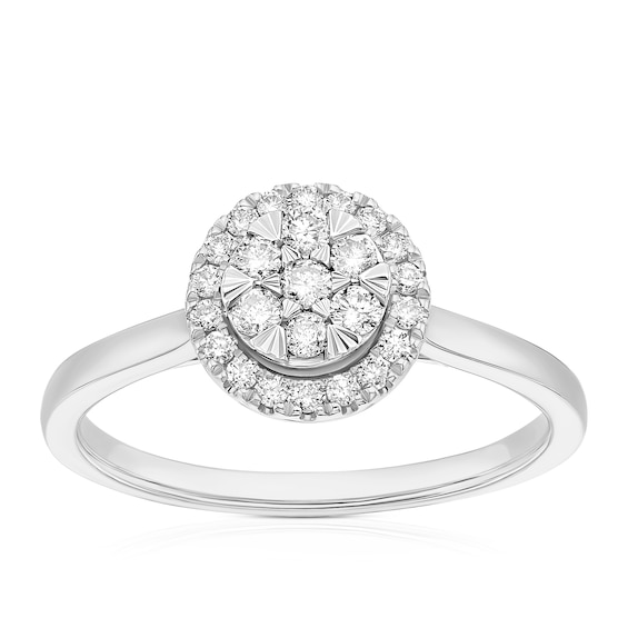 9ct White Gold 0.25ct Diamond Round Cluster Ring