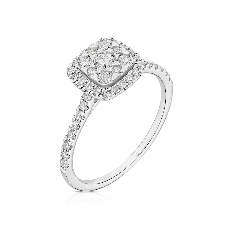 Main Image 2 of 18ct White Gold 0.50ct Diamond Cushion Shaped Cluster Ring
