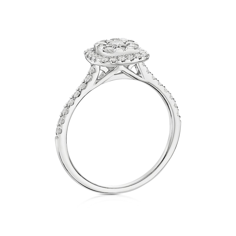 Main Image 3 of 18ct White Gold 0.50ct Diamond Cushion Shaped Cluster Ring