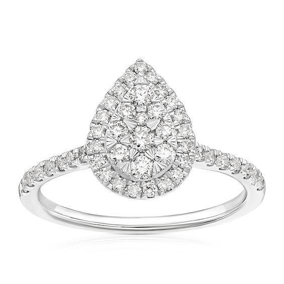 18ct White Gold 0.50ct Diamond Pear Shaped Cluster Ring
