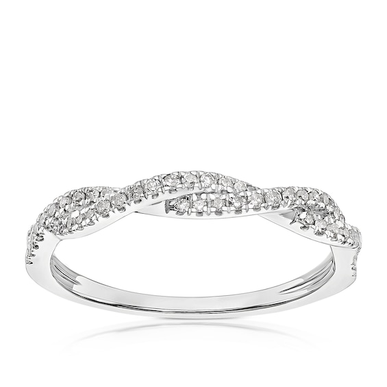 9ct White Gold Twisted Eternity 0.15ct Diamond Ring