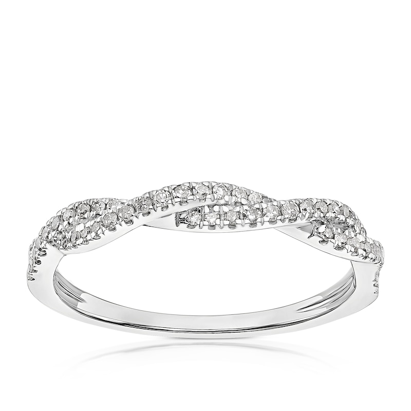 Main Image 1 of 9ct White Gold 0.15ct Diamond Twisted Eternity Ring
