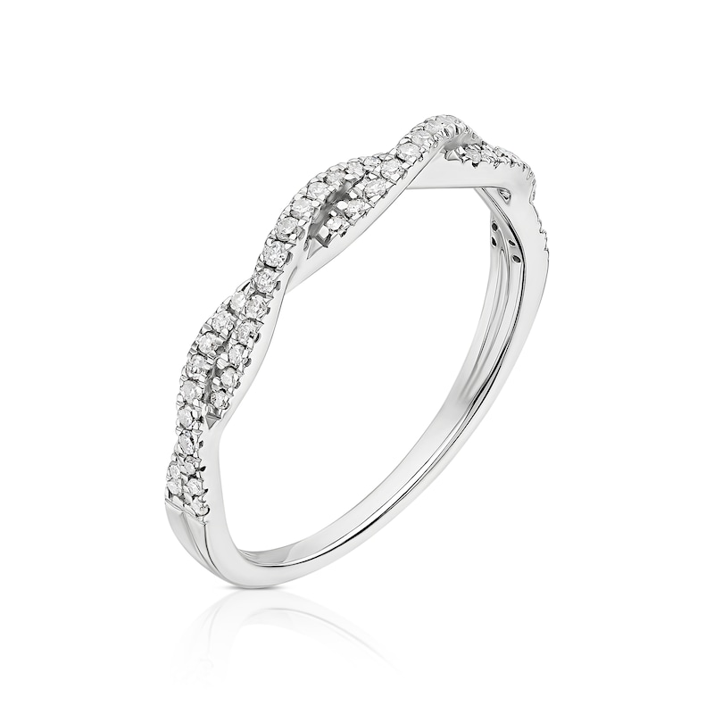Main Image 2 of 9ct White Gold 0.15ct Diamond Twisted Eternity Ring