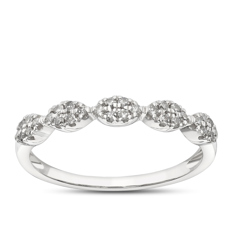 Main Image 1 of 9ct White Gold 0.15ct Diamond Marquise Shaped Eternity Ring