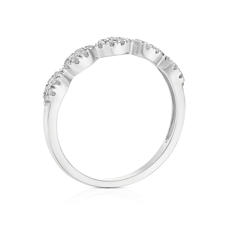 Main Image 3 of 9ct White Gold 0.15ct Diamond Marquise Shaped Eternity Ring