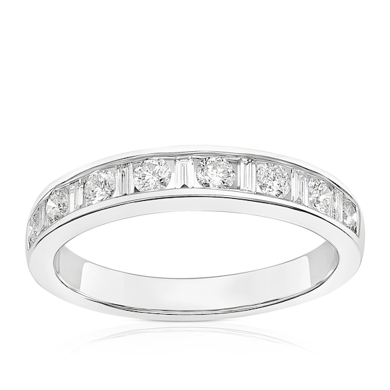 9ct White Gold Baguette and Round Cut Eternity 0.50ct Diamon