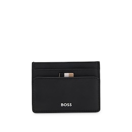 BOSS Black Leather Trio Stripe Card Holder