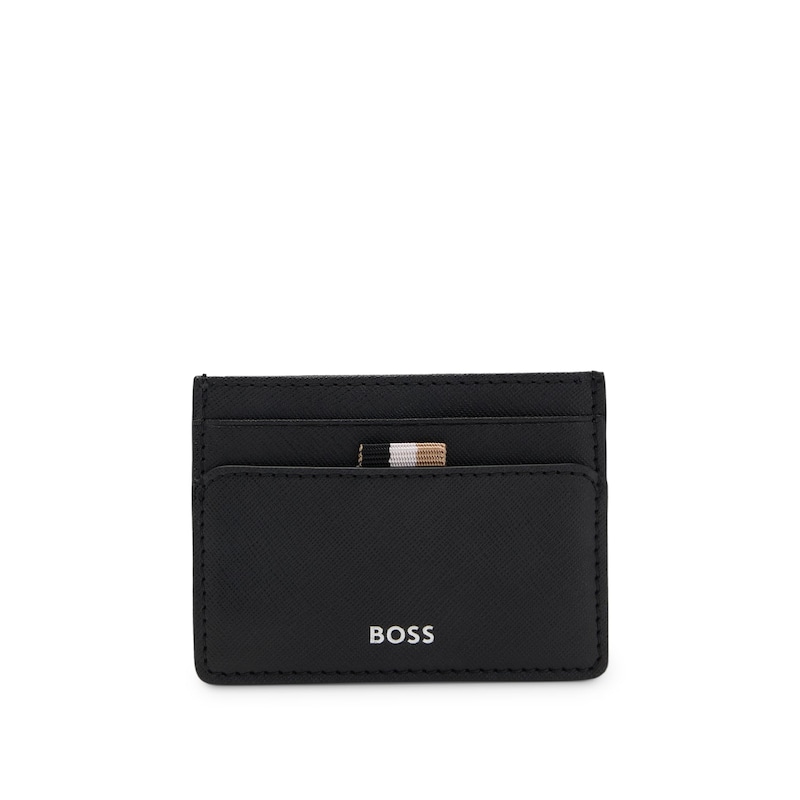 Main Image 1 of BOSS Black Leather Trio Stripe Card Holder