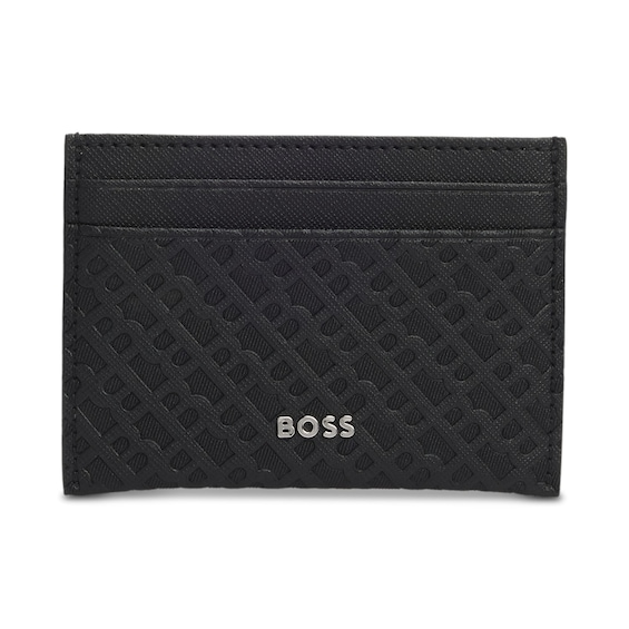 BOSS Black Leather Monogram Card Holder