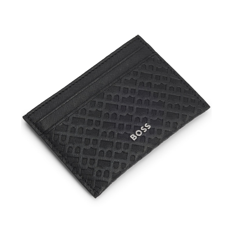 Main Image 4 of BOSS Black Leather Monogram Card Holder