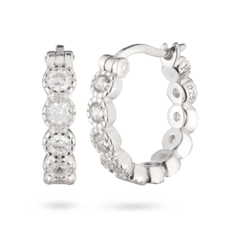Main Image 1 of Lauren Ralph Lauren Sterling Silver & Crystal Mini Hoop Earrings