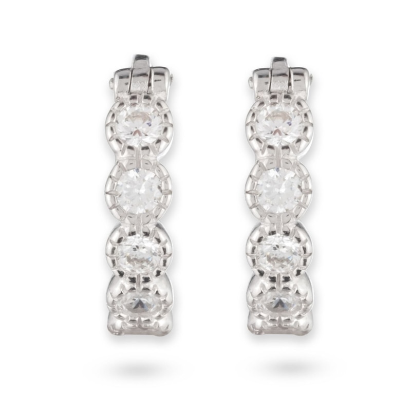 Main Image 2 of Lauren Ralph Lauren Sterling Silver & Crystal Mini Hoop Earrings