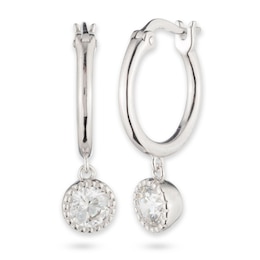 Lauren Ralph Lauren Sterling Silver & Crystal Hoop Drop Earrings