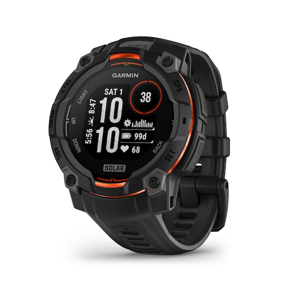 Garmin Instinct 3 45mm Solar Black Bezel and Silicone Strap 