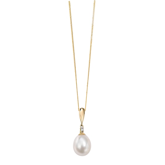 9ct Yellow Gold Polished Cultured Freshwater Pearl and Cubic